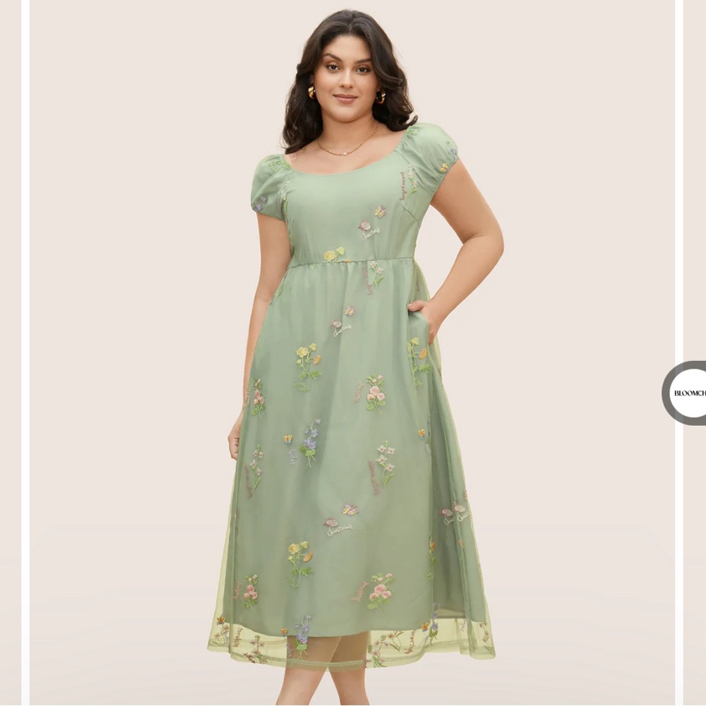 BloomChic US 26 Floral Green Midi Dress.